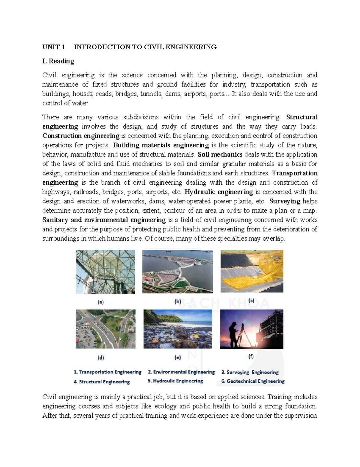 Unit 1: Introduction to Civil Engineering Concepts and Practices - Studocu