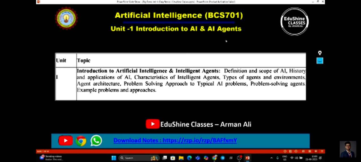 AI Unit 1 Notes: Introduction to Artificial Intelligence (BCS701) - Studocu