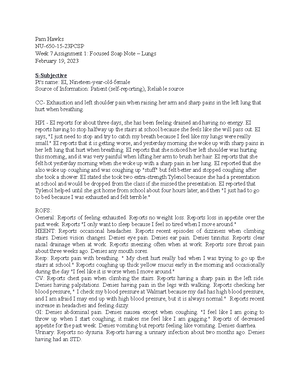 Heent SOAP Note EXAMPLE - HEENT SOAP Note Barbra Scheirer Regis College ...