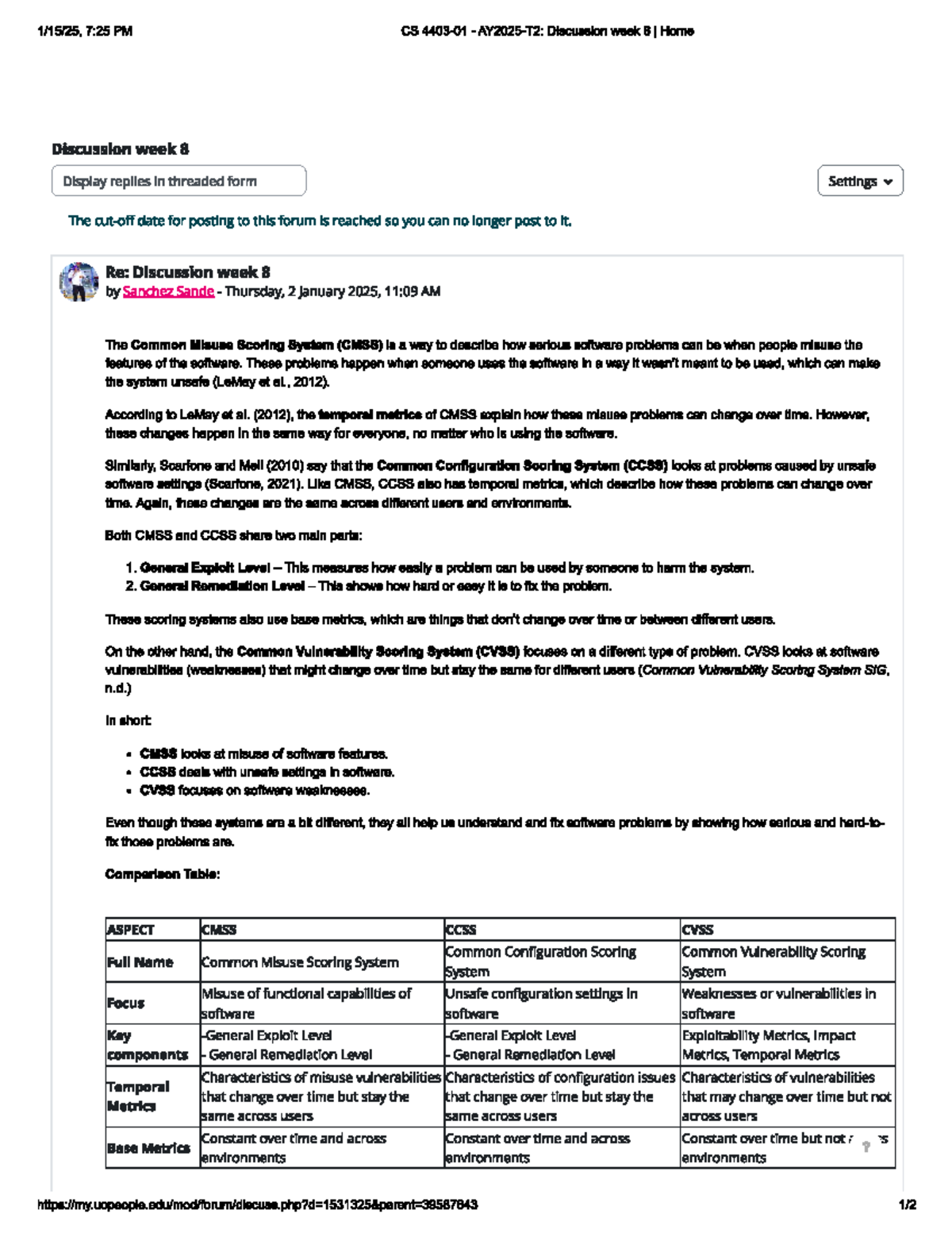 Cs4403 discussion forum unit 8 - 7:25 PM CS Discussion week 8 I Home ...