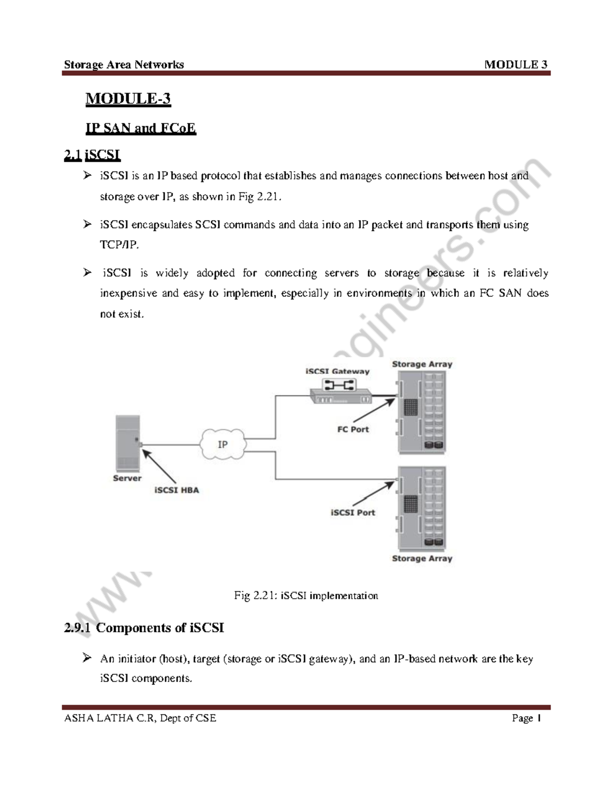 Storage Area Networks: MODULE 3 - iSCSI and FCIP Overview - Studocu