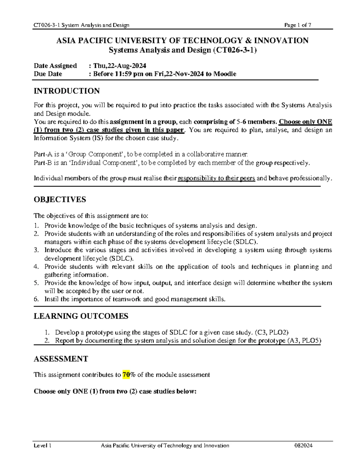 2. Assignment Cover Page SAAD - System Analysis and Design - Module ...