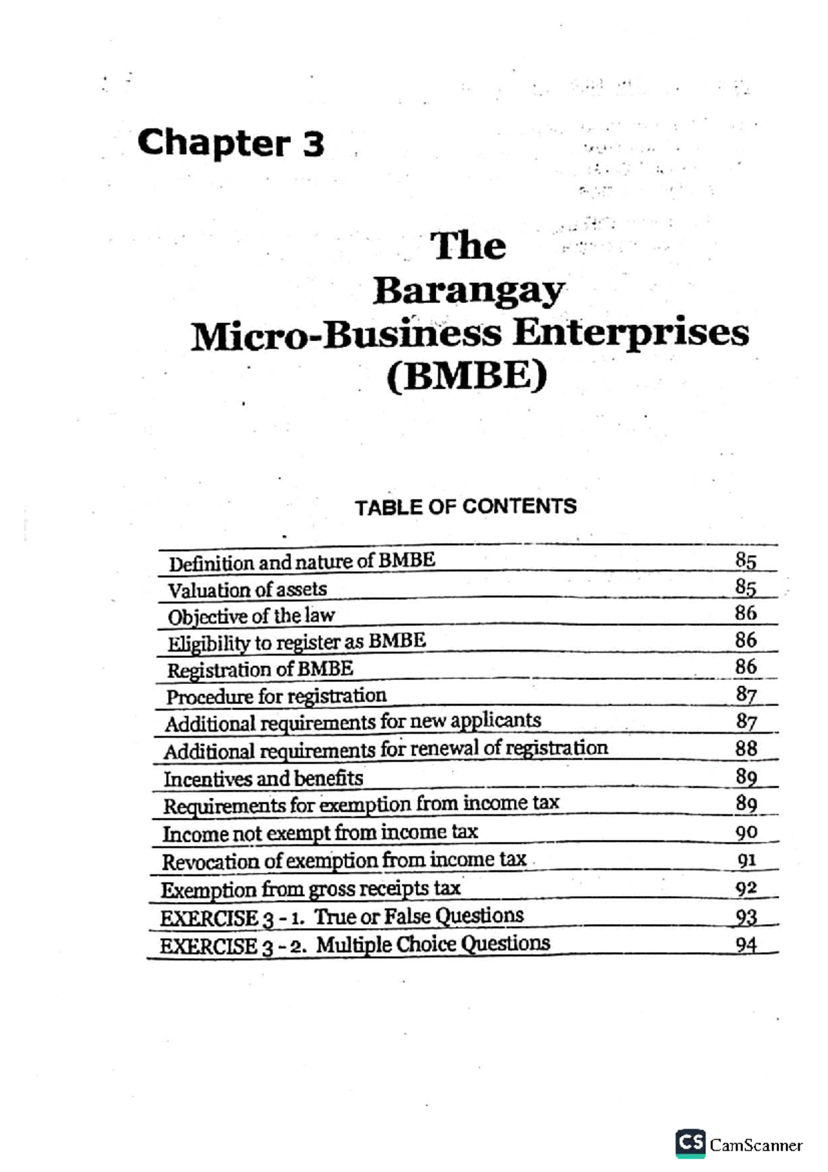 CS Chapter 3: Barangay Micro Business Enterprises (BMBE) Overview and ...
