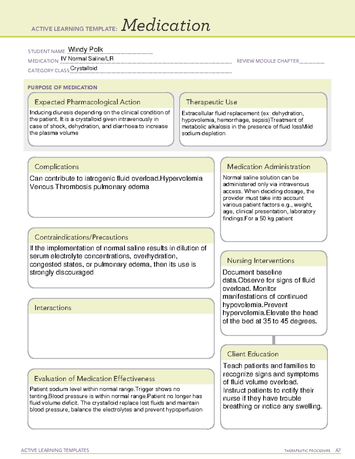 Crystalloid - study - ACTIVE LEARNING TEMPLATES TherapeuTic procedure A ...