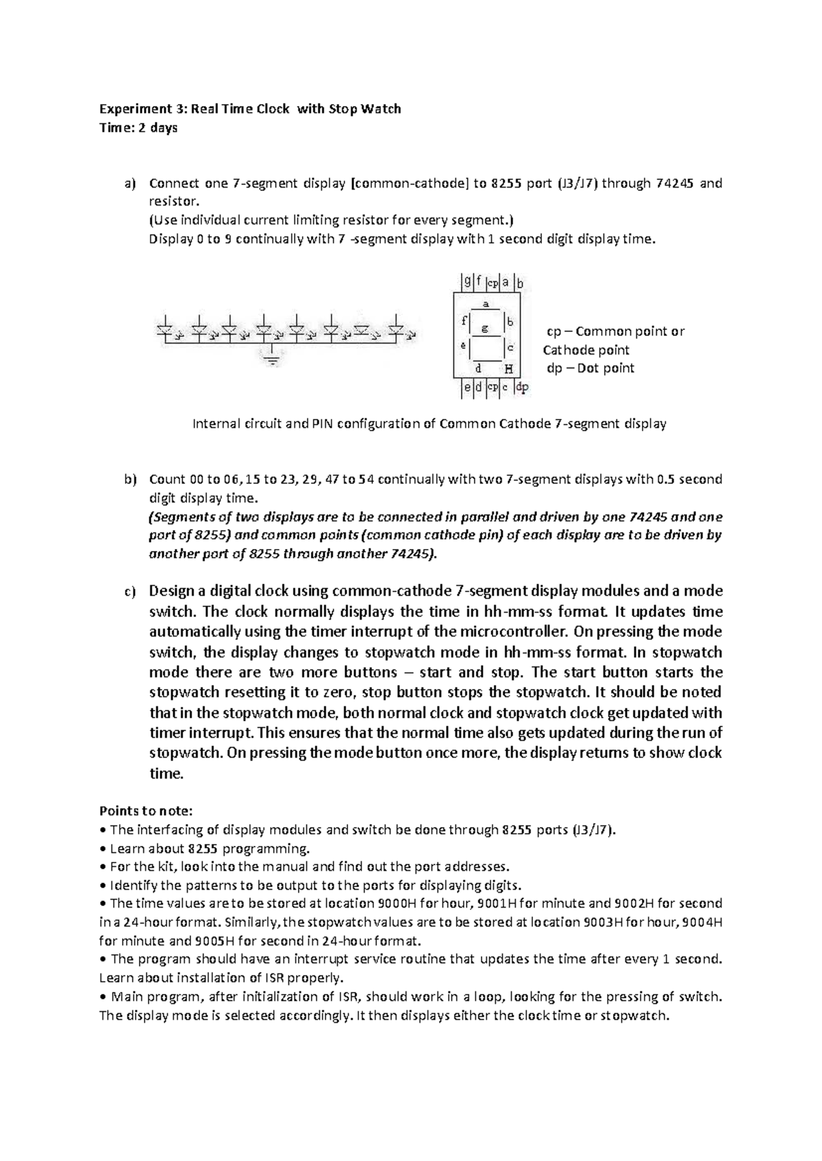 Experiment 3: Real Time Clock & Stopwatch Design - EMKR - Studocu