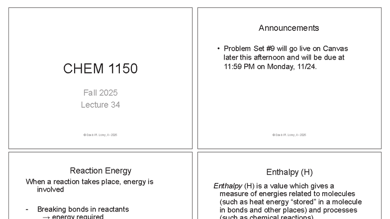 Lecture 34: Reaction Energy and Kinetics in CHEM 1150 - Studocu