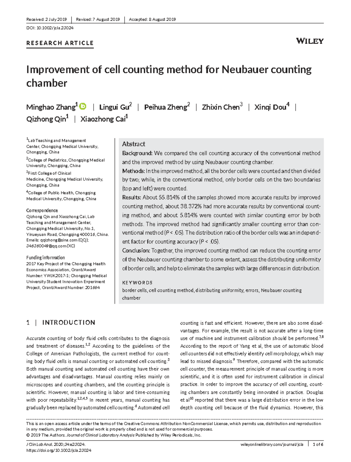 Improvement of Cell Counting Method in Neubauer Chamber (JCLA-34) - Studocu
