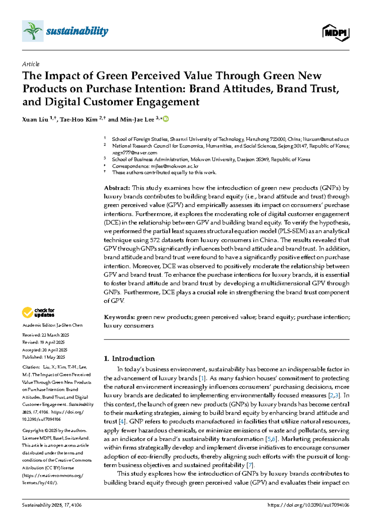 The Impact of Green Perceived Value on Purchase Intention: A Study on ...