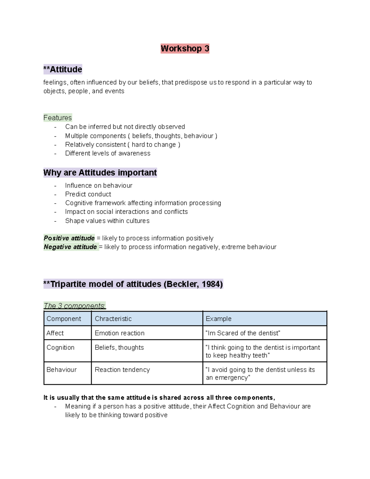 Workshop 3: Understanding Attitudes and Their Functions - Studocu
