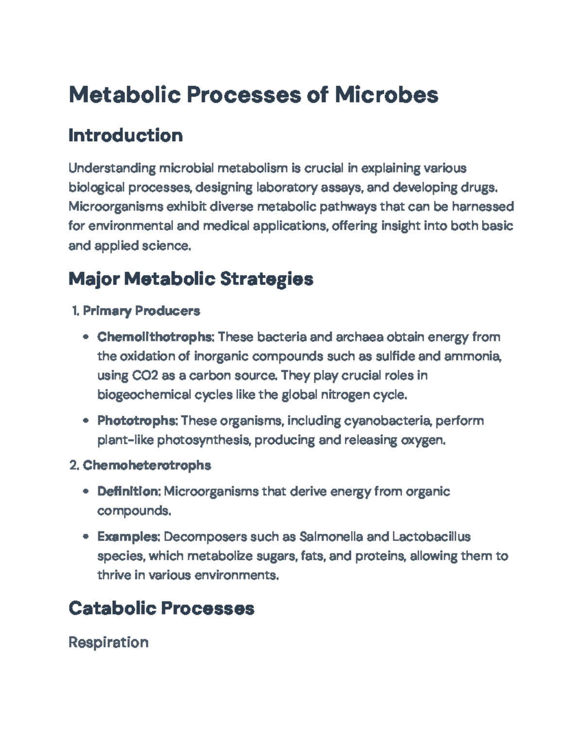 Metabolic Processes of Microbes: Applications in Environment and ...