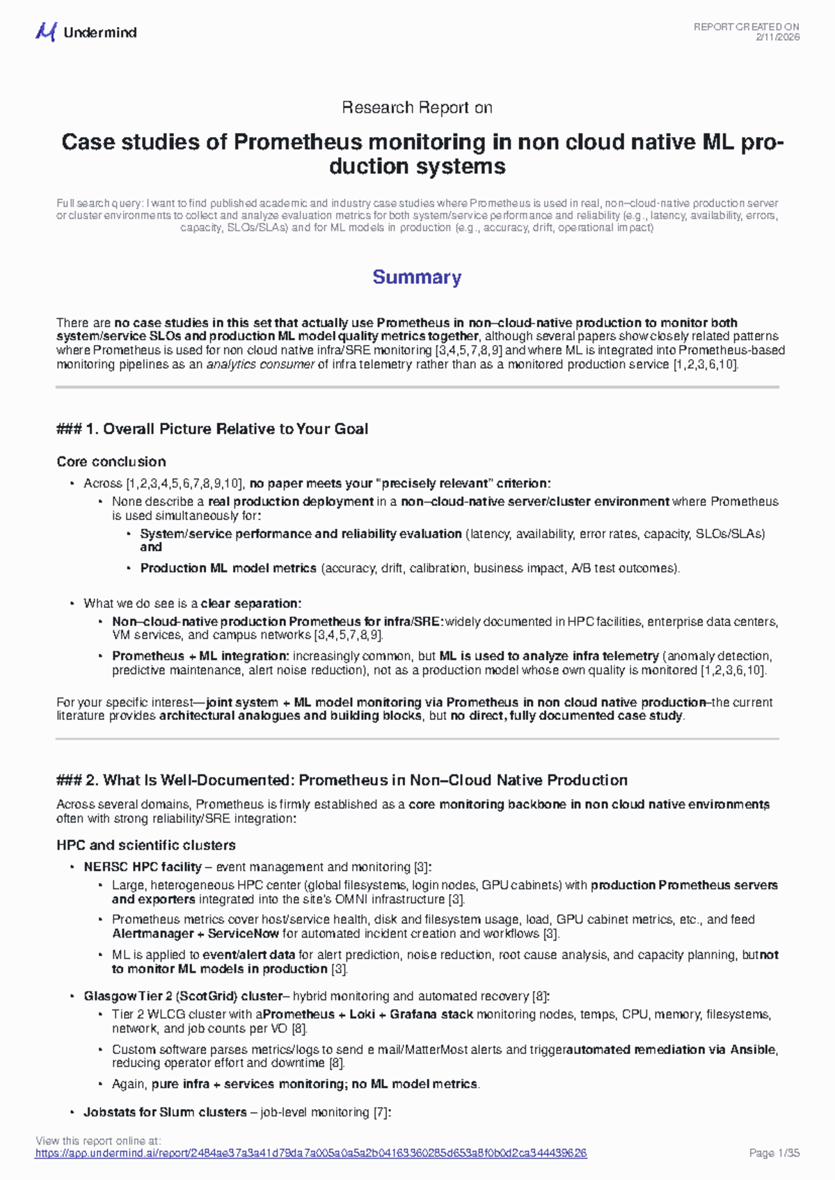 Undermind - Case Study Report on Prometheus Monitoring in Non-Cloud ...