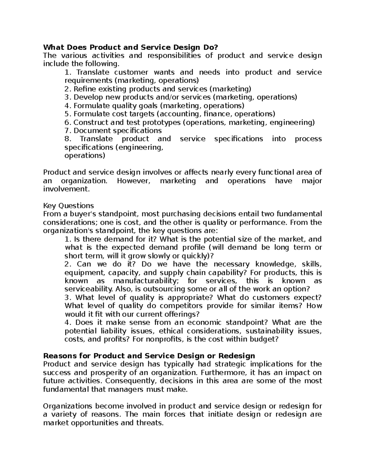 Product and Service Design Overview: Key Activities and Considerations ...