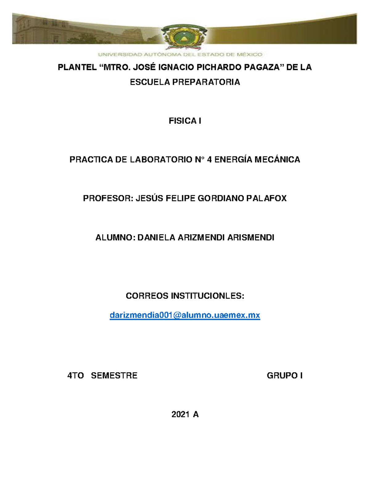 Práctica de Laboratorio N° 4: Energía Mecánica en Física I - Document Preview