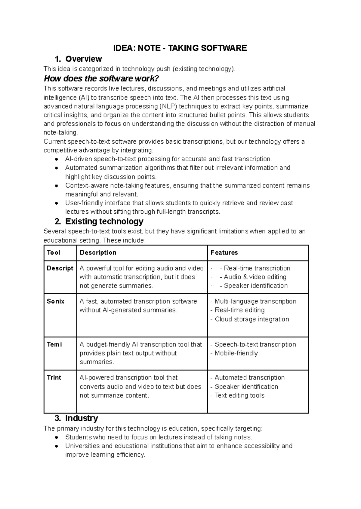 A1 - 21 02 25 - Team 1 - LE-DH49ISB-03: IDEA Note Taking Software ...