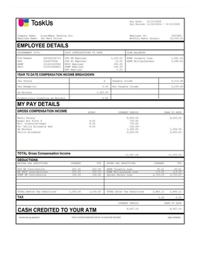 Doc2 - okgerghergeDG - TaskUs Pay Date: Pay Period: Company Name ...