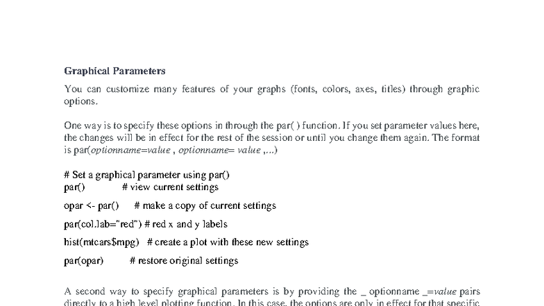 R Notes: Advanced Graphics (Unit V) - Customizing Graphical Parameters ...