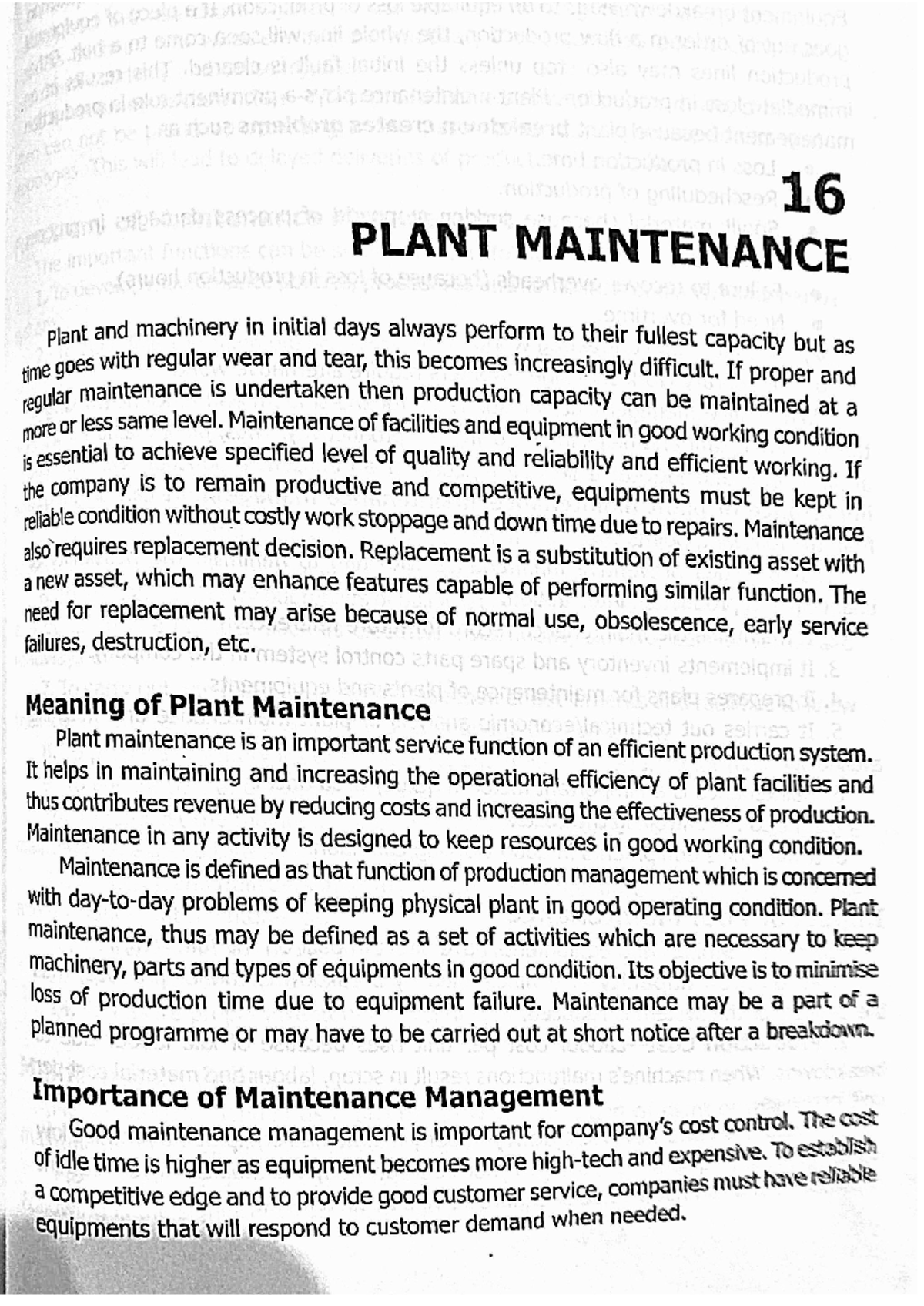 POM-Unit 4: Comprehensive Notes on Plant Maintenance Management - Studocu