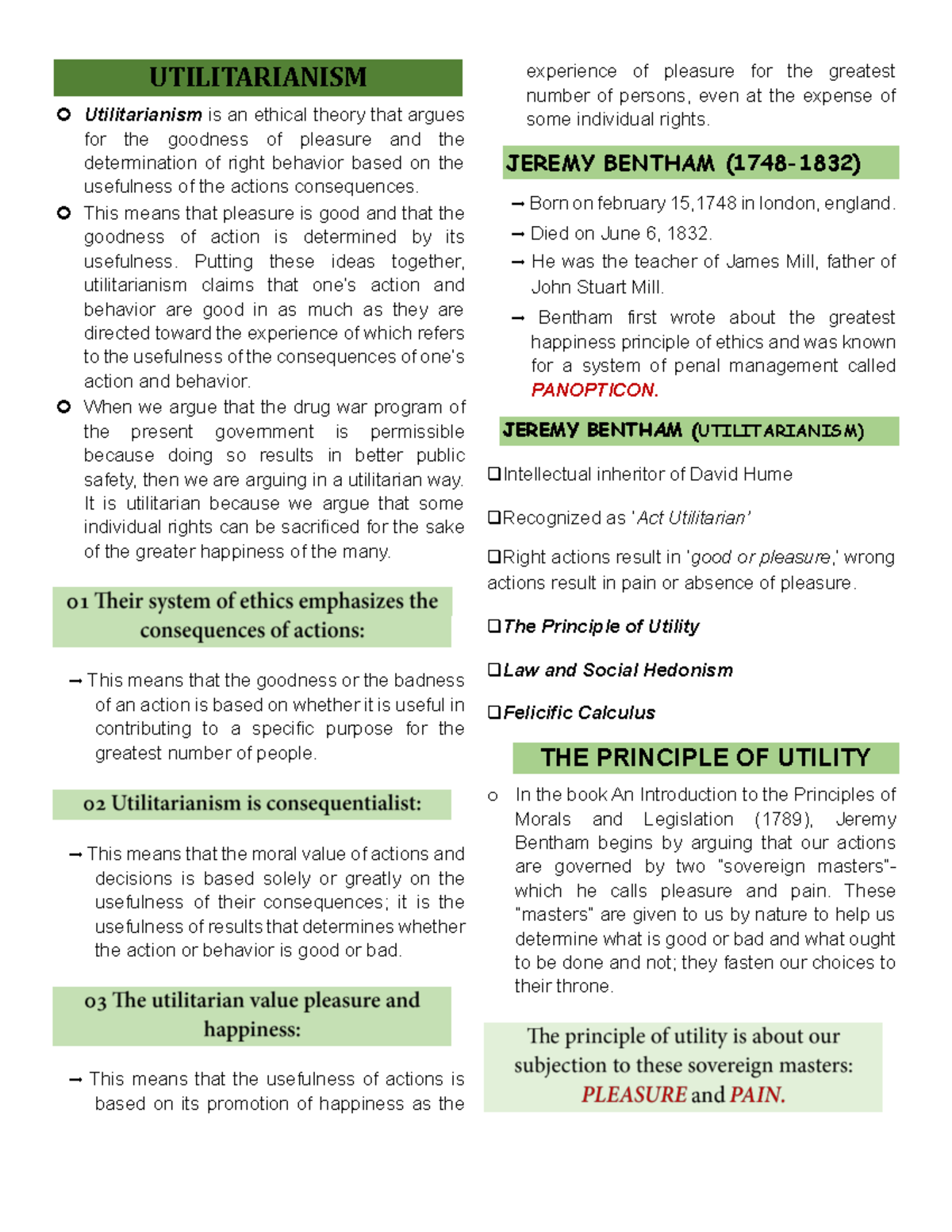 ETIC- Transes 2 - bnjj - UTILITARIANISM Utilitarianism is an ethical ...