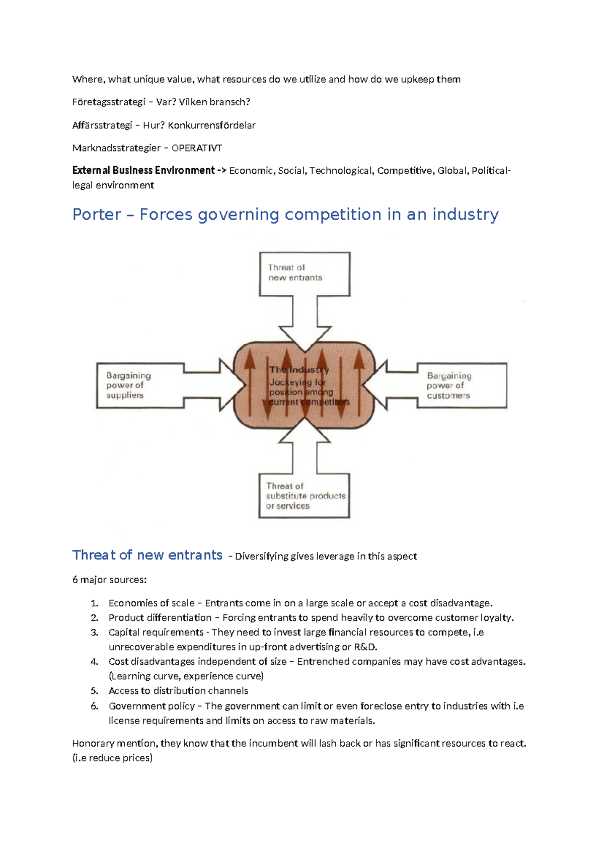 FEK201 - Porter's Five Forces Analysis and Business Strategy Insights ...