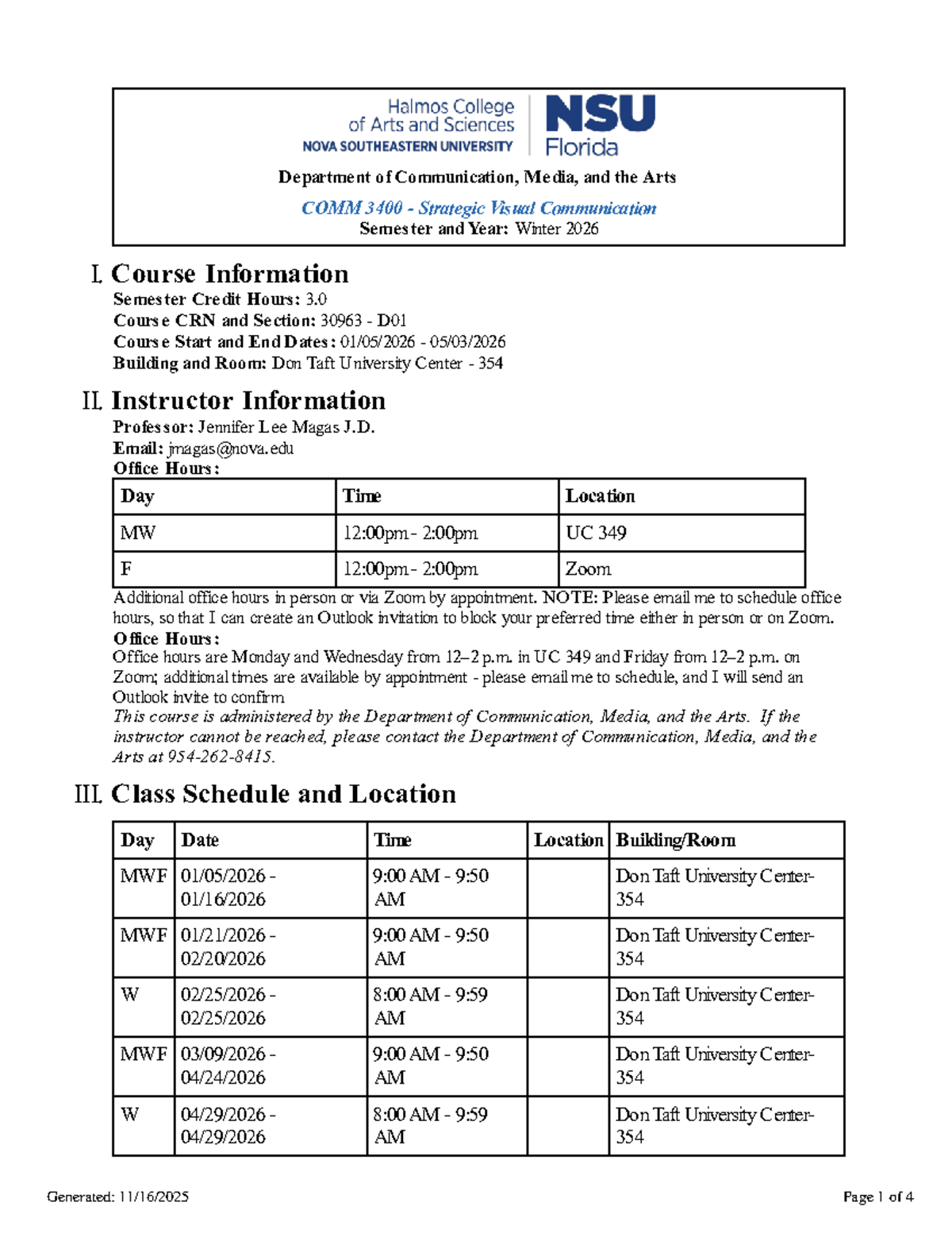 COMM 3400 Strategic Visual Communication Syllabus - Winter 2026 - Studocu