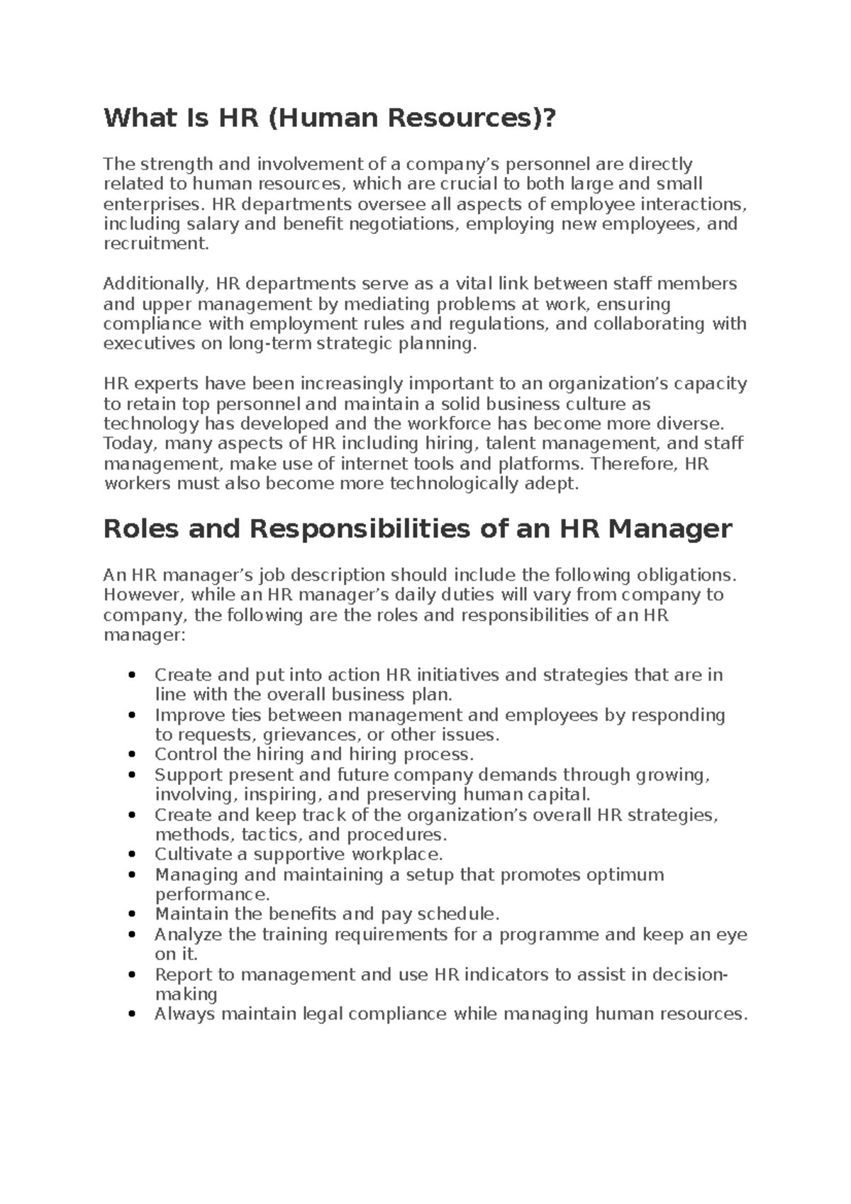 HR Manager Roles & Responsibilities Overview: Key Insights & Strategies ...