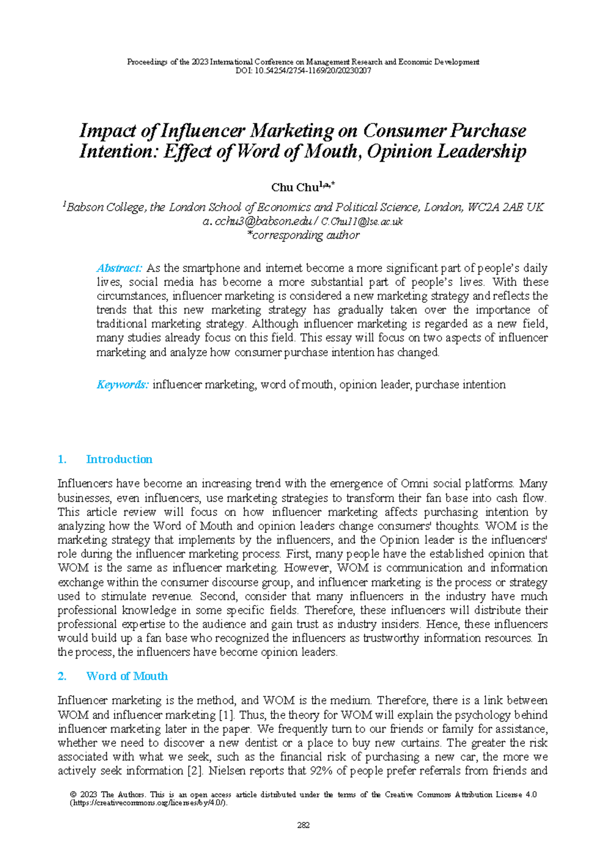 Impact of Influencer Marketing on Consumer Purchase Intention: Insights ...