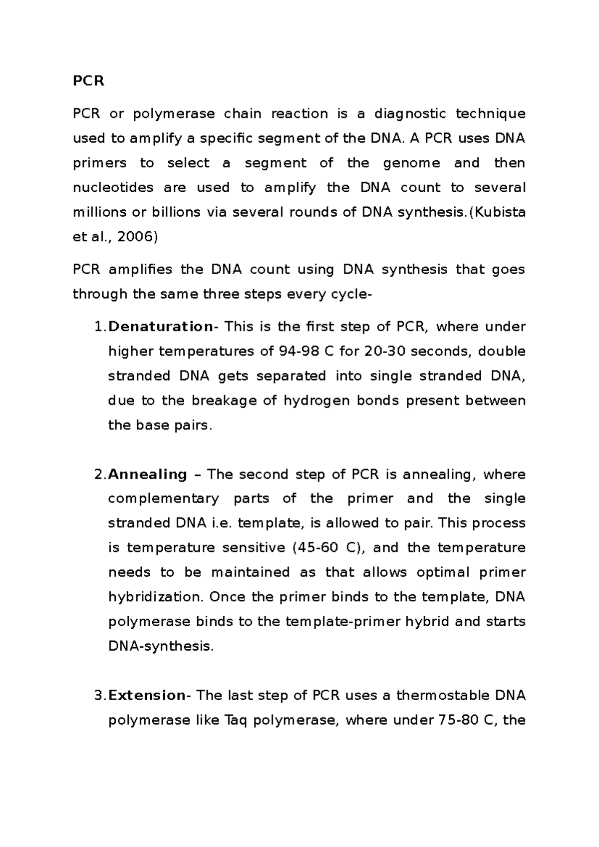 PCR - Comprehensive Notes on Polymerase Chain Reaction Techniques - Studocu