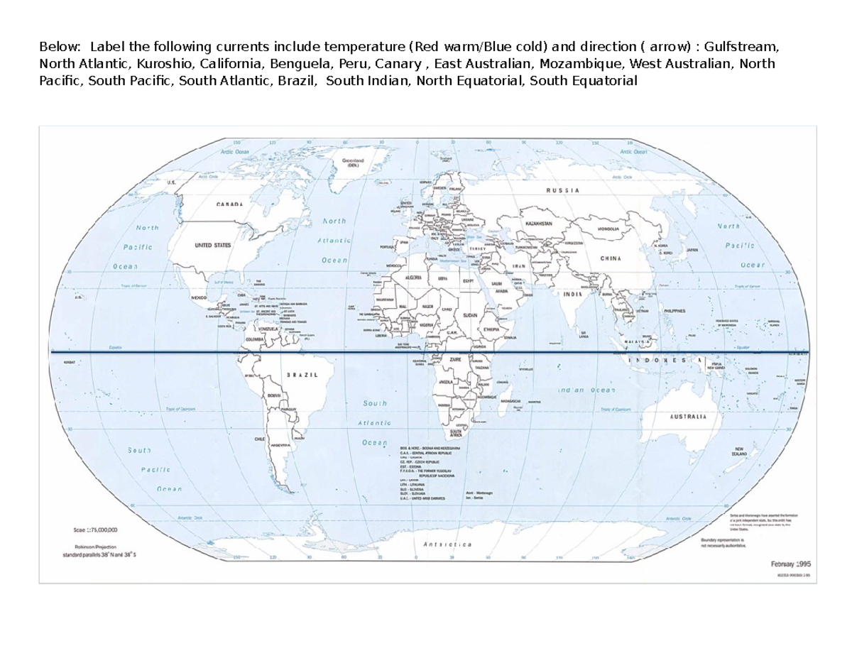 Labeling Ocean Currents: Temperature and Direction Guide - Below: Label ...