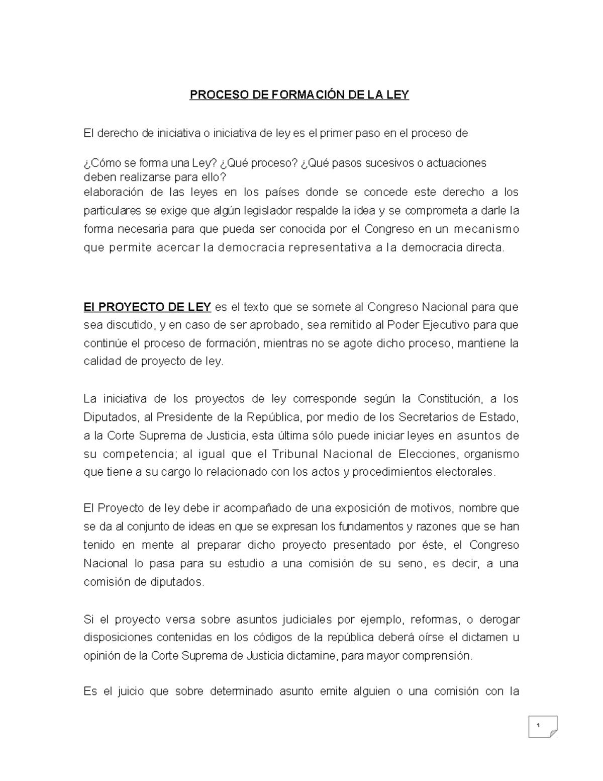 Proyecto de Iniciativa de Ley HN: Proceso y Pasos para su Formación ...