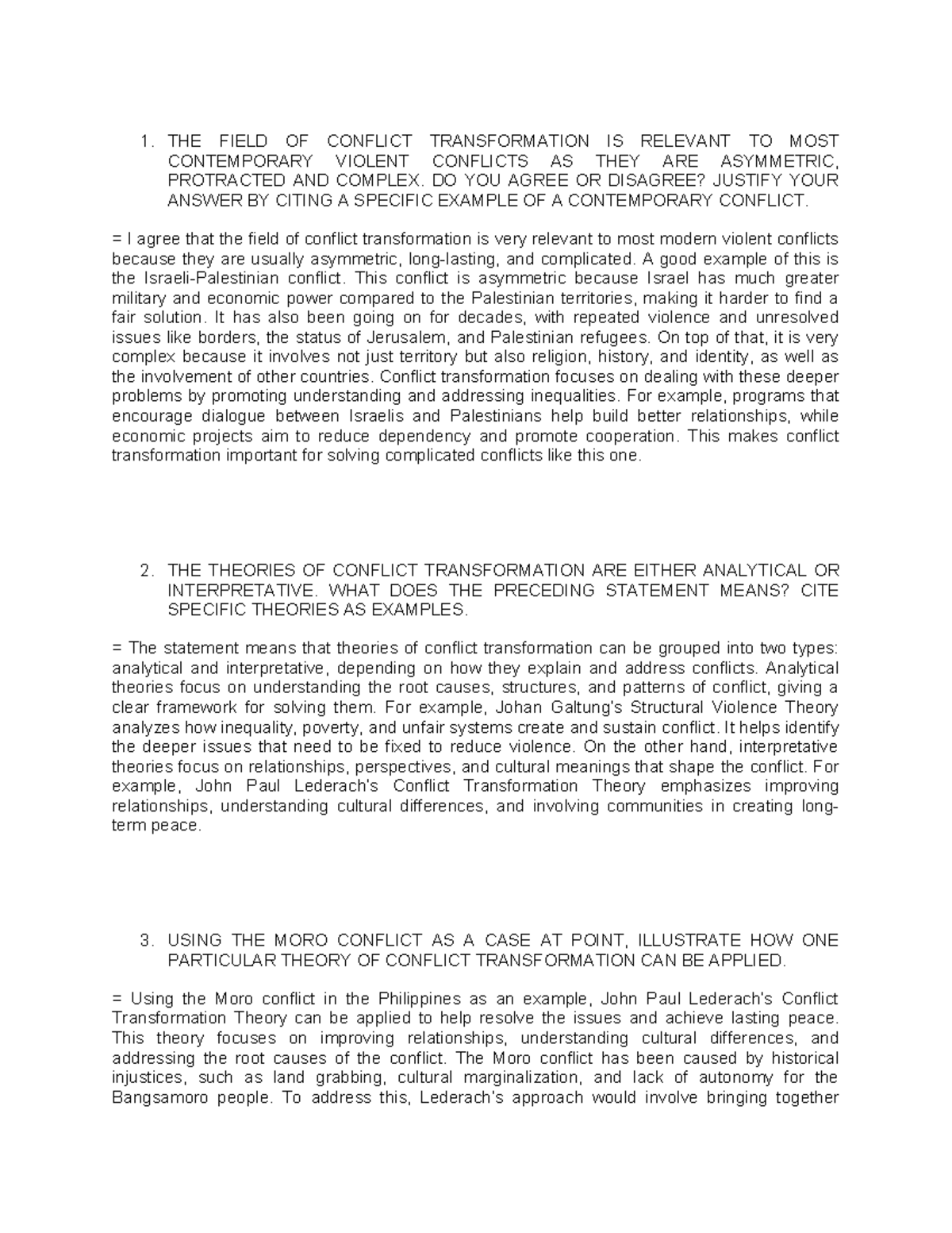 Conflict Transformation in Peace Education: A Case Study Approach - Studocu