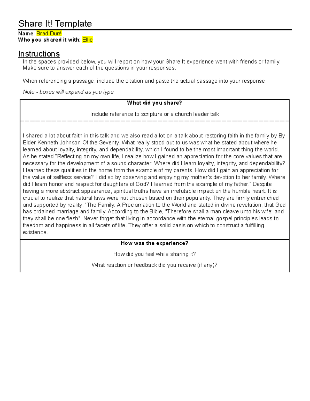 Share It! Experience Report Template (5) - Studocu