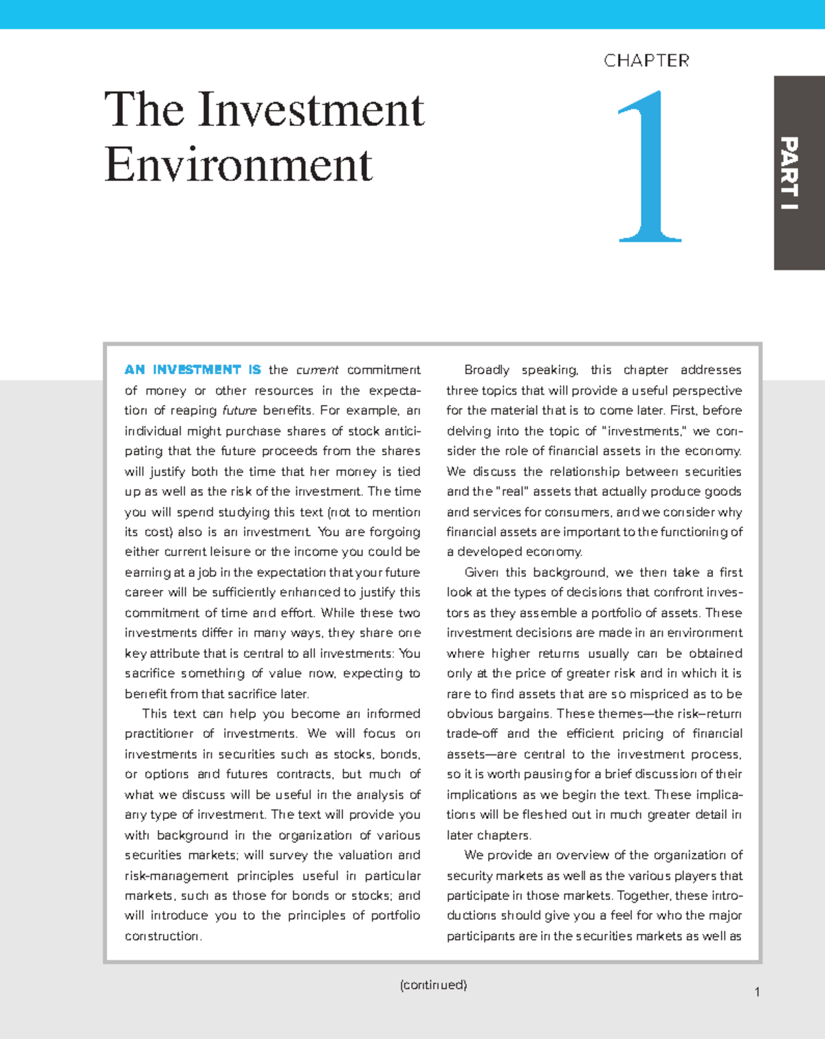 Chapter 1: The Investment Environment (FIN 101) - Studocu