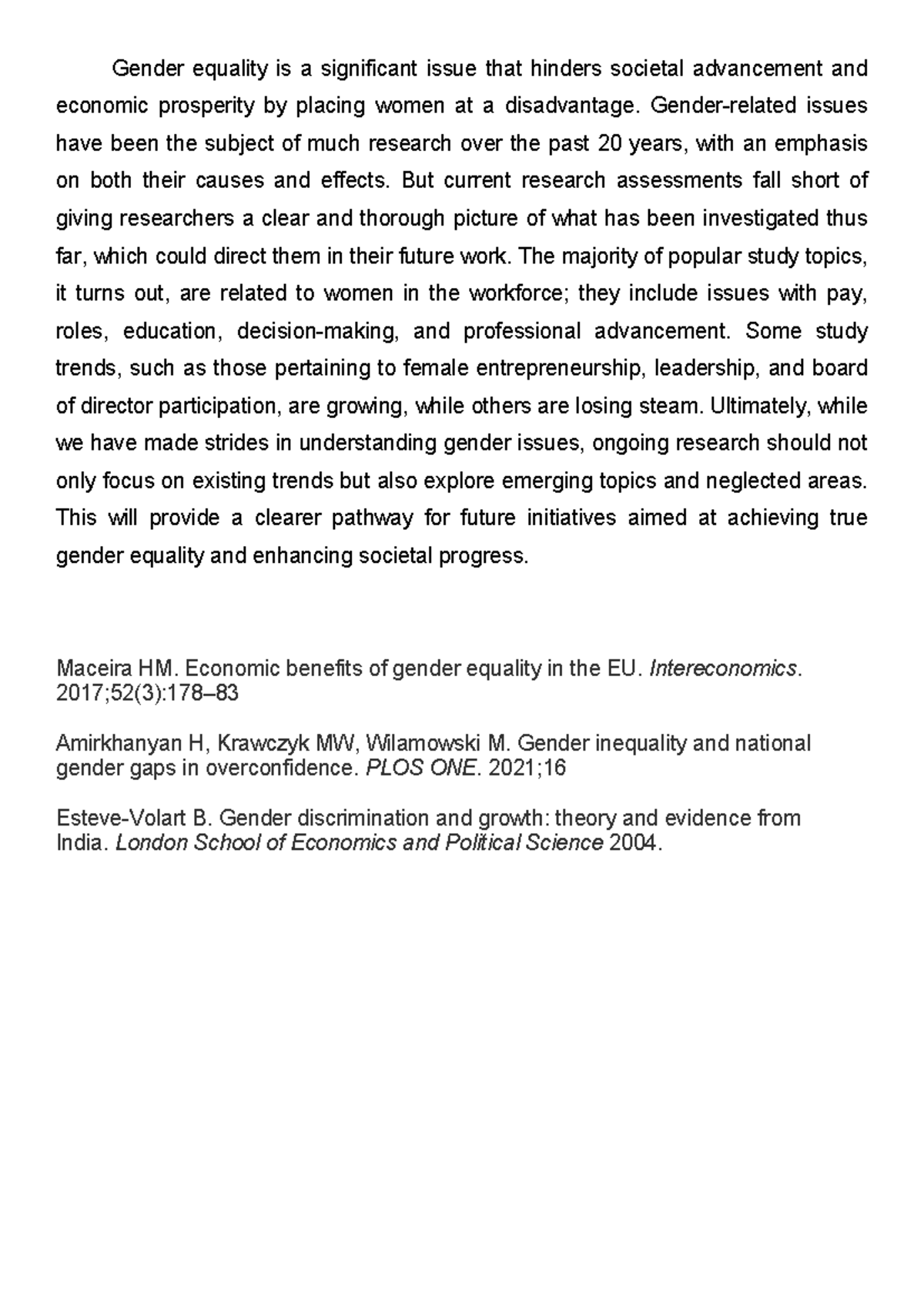Gender Equality - GEN 002 Research References and Insights - Studocu