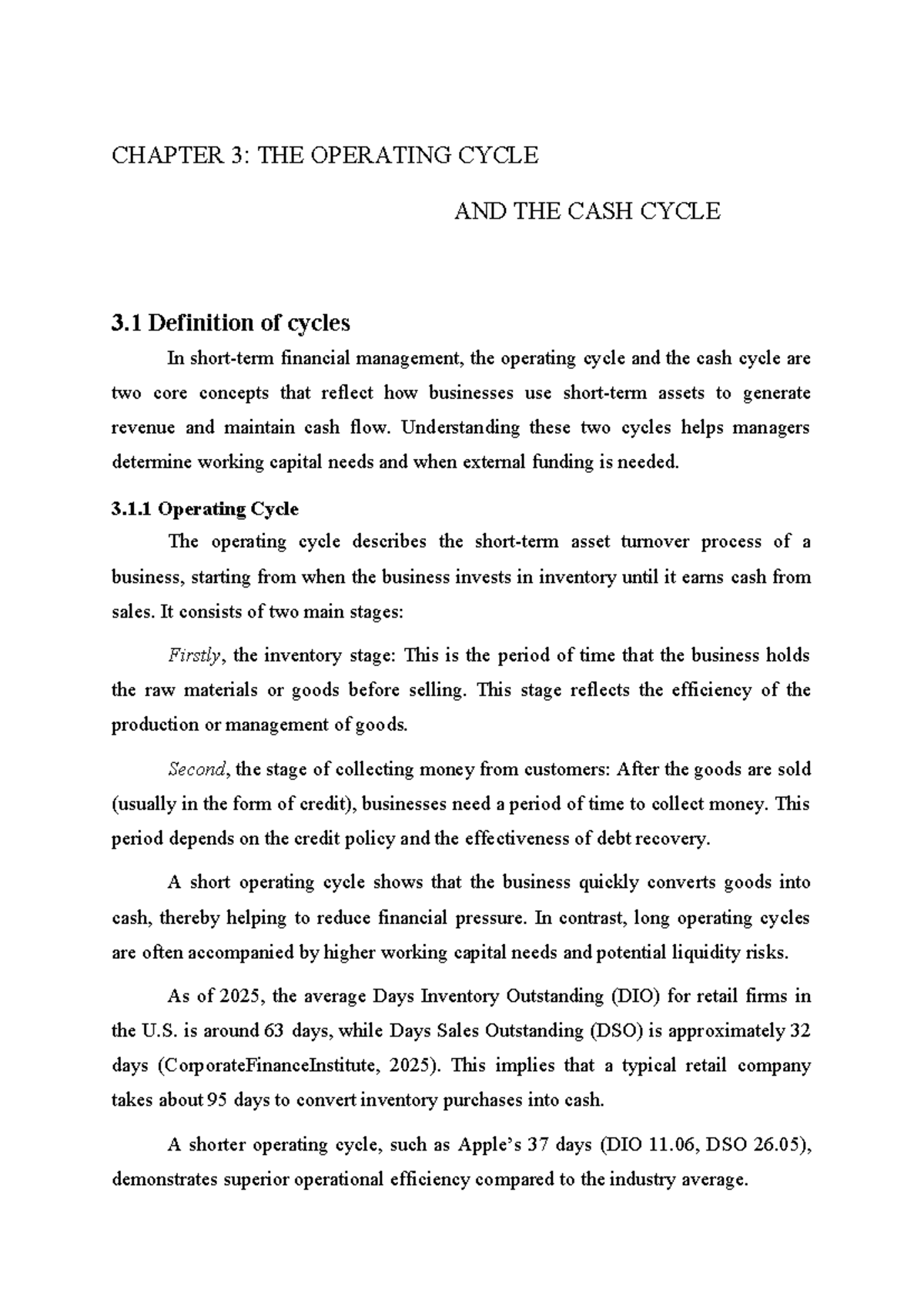 CHAPTER 3: OPERATING CYCLE & CASH CYCLE ANALYSIS TCDN - Finance ...