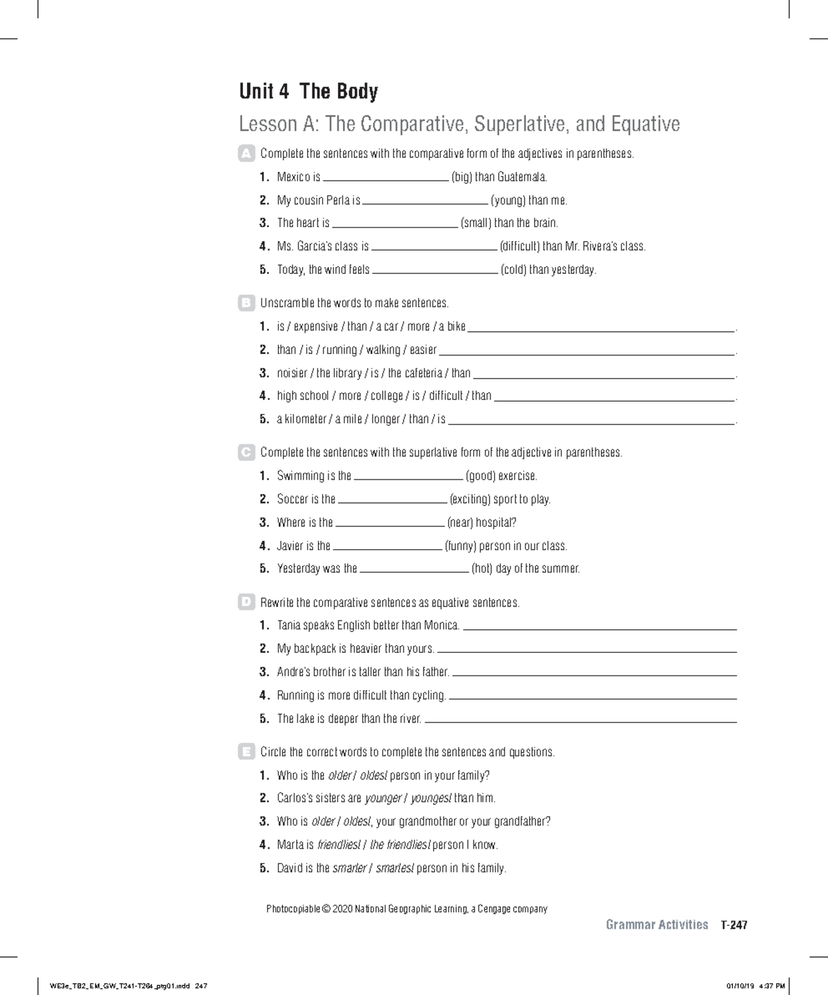 World English 3e Level 2 Grammar Activities: Unit 4 Lesson A - Studocu