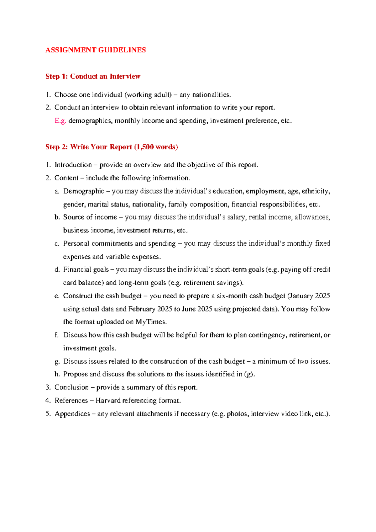 ASSIGNMENT GUIDELINES: Interview Report Writing (1,500 words) - Studocu