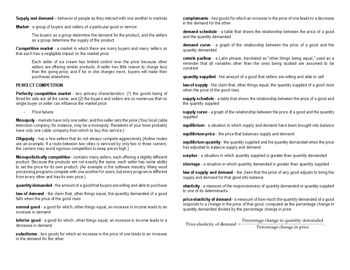 ECON 11 Lecture Notes: Understanding Supply and Demand Dynamics - Studocu