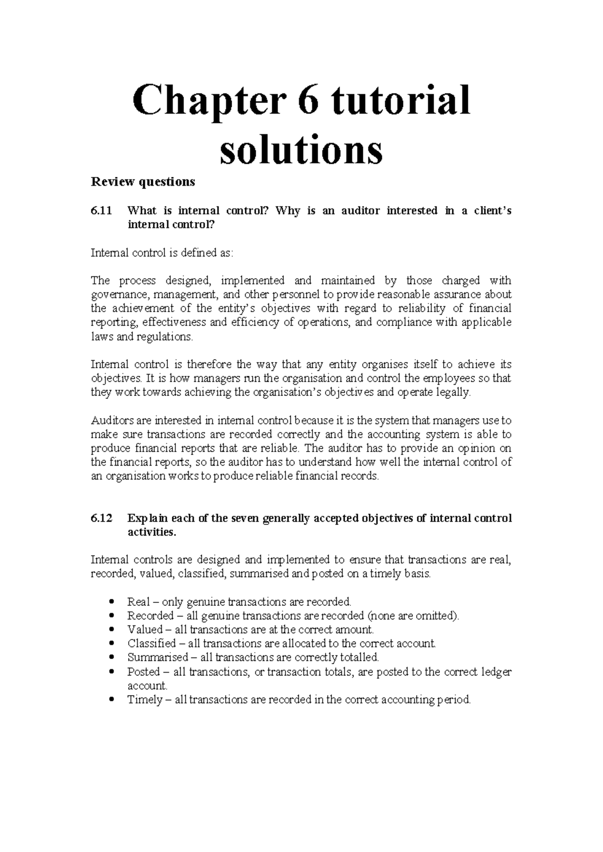 Ch06 Auditing 4e - Lecture Notes on Internal Control Systems - Studocu