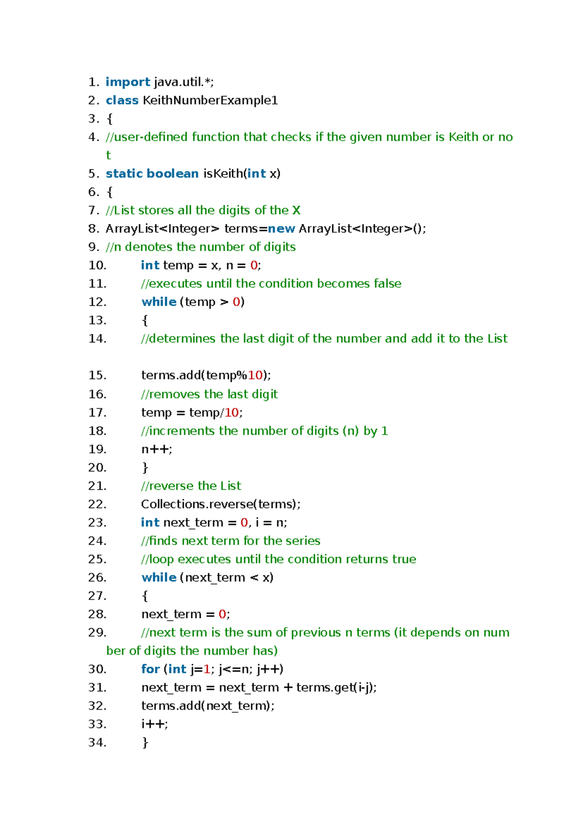 Keith Number Java - Concept and Implementation Guide - Studocu