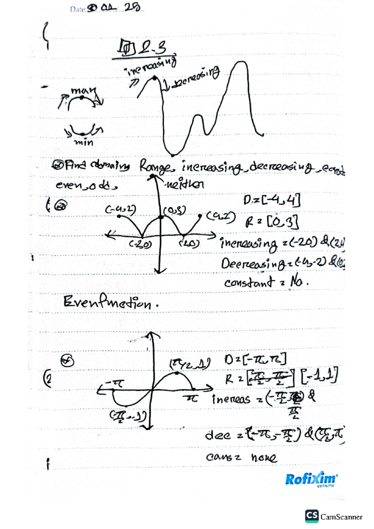 Math Assignment Notes for CS 101: Domain and Range Functions - Studocu