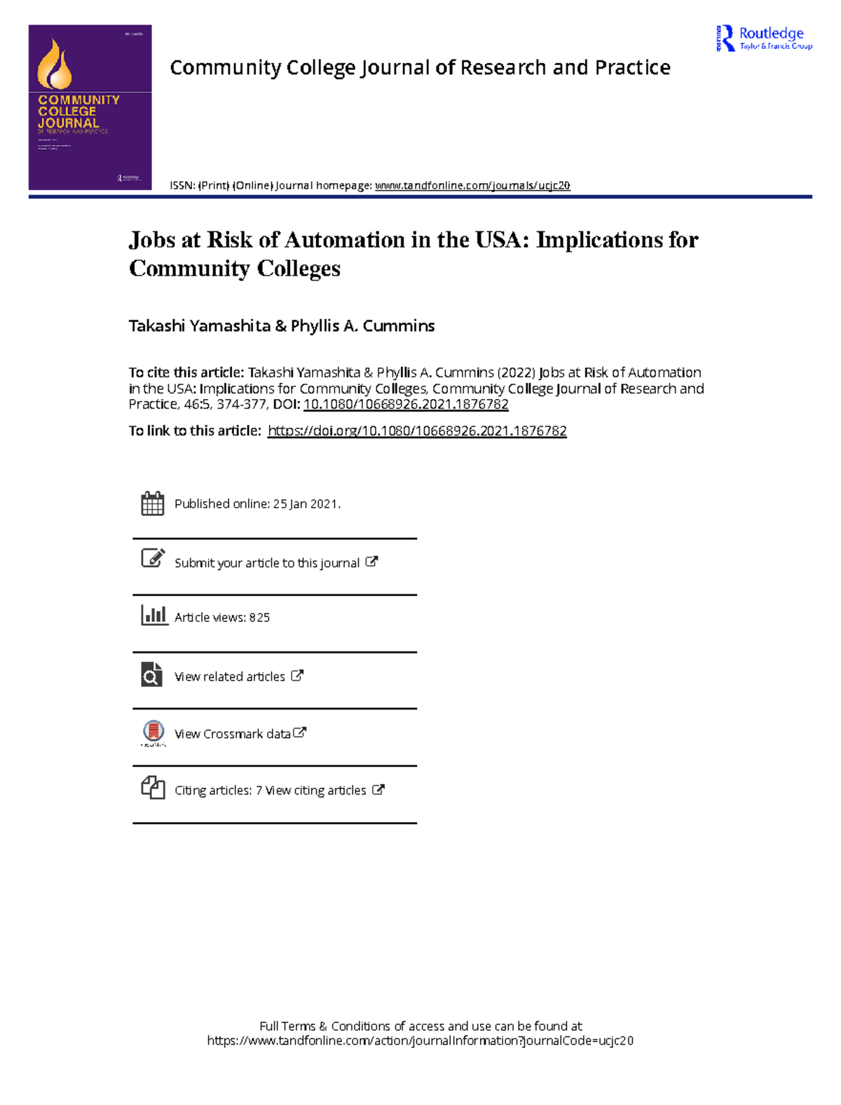 Jobs at Risk of Automation in the USA Implications for Community ...