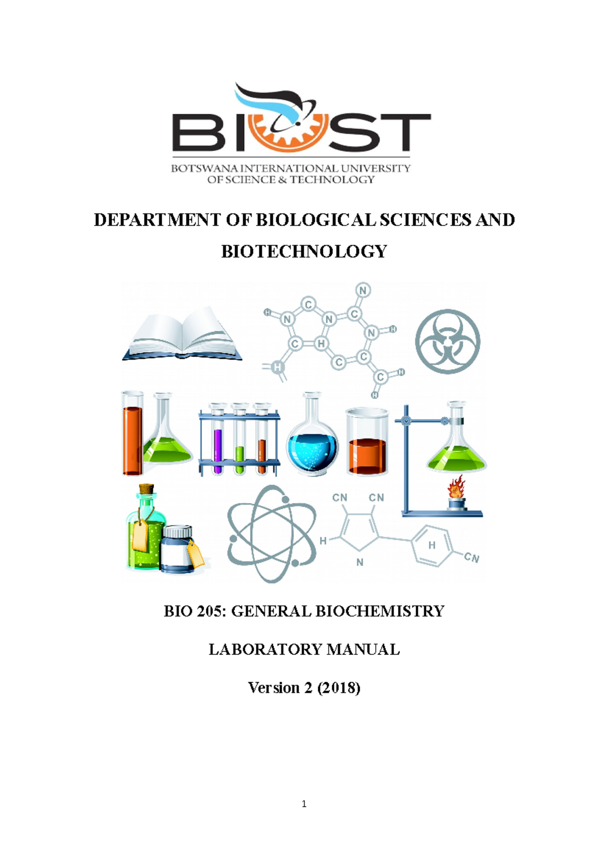 Bio 205 Experiment 1 and 2 Sem 2 2018 - DEPARTMENT OF BIOLOGICAL ...
