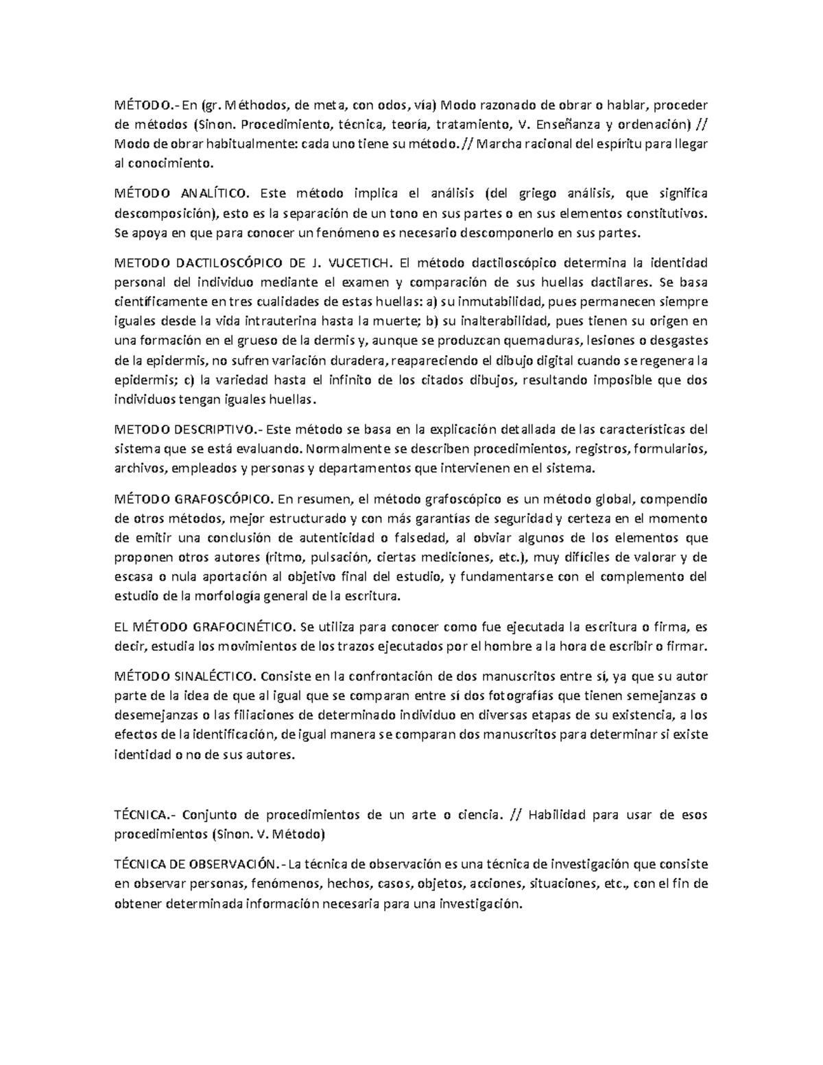 Métodos de Grafoscopía: Análisis y Aplicaciones en Criminalística - Studocu