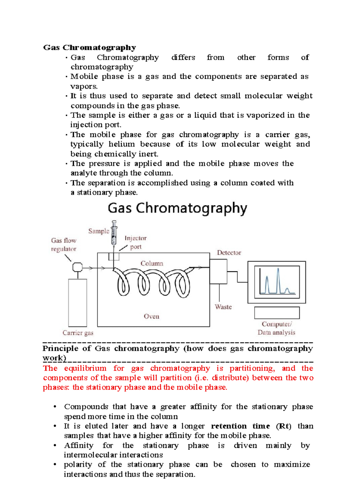 Gas Chromatography (GC) Comprehensive Study Notes - Studocu