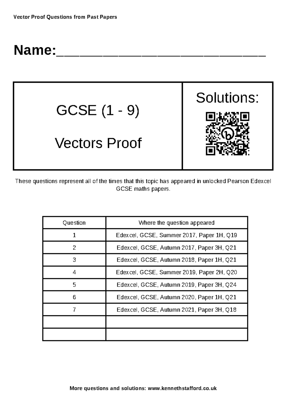 GCSE (1 9) Vector Proof Past Paper Questions & Solutions - Studocu