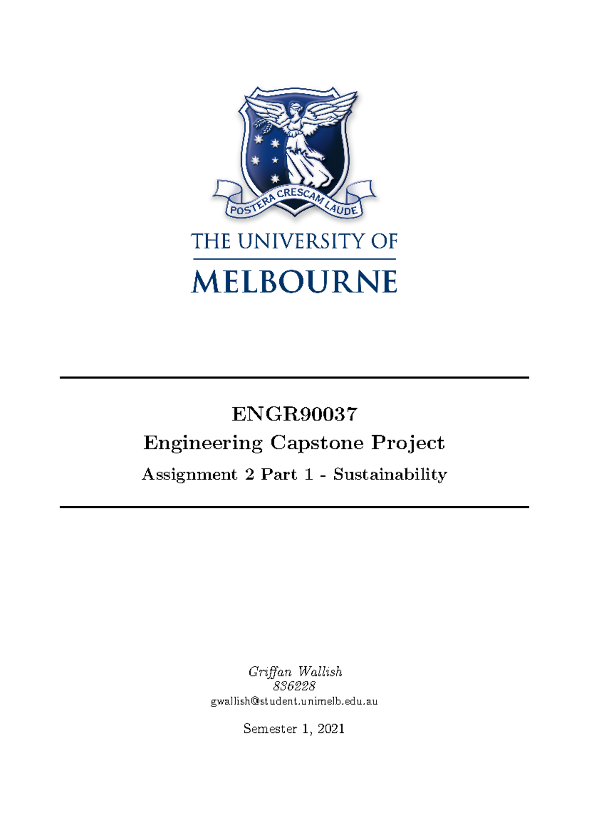 ENGR90037 - Capstone Project Assignment 2 Part 1: Sustainability ...