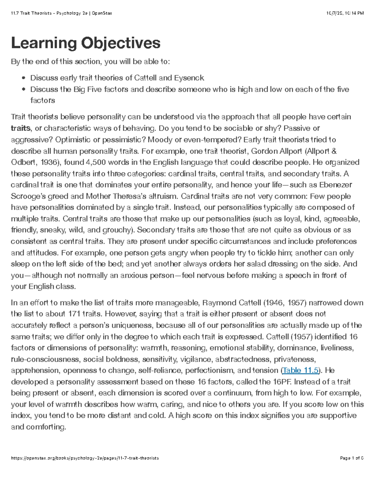 Understanding Trait Theories in Personality Psychology - PSY 101 Notes ...