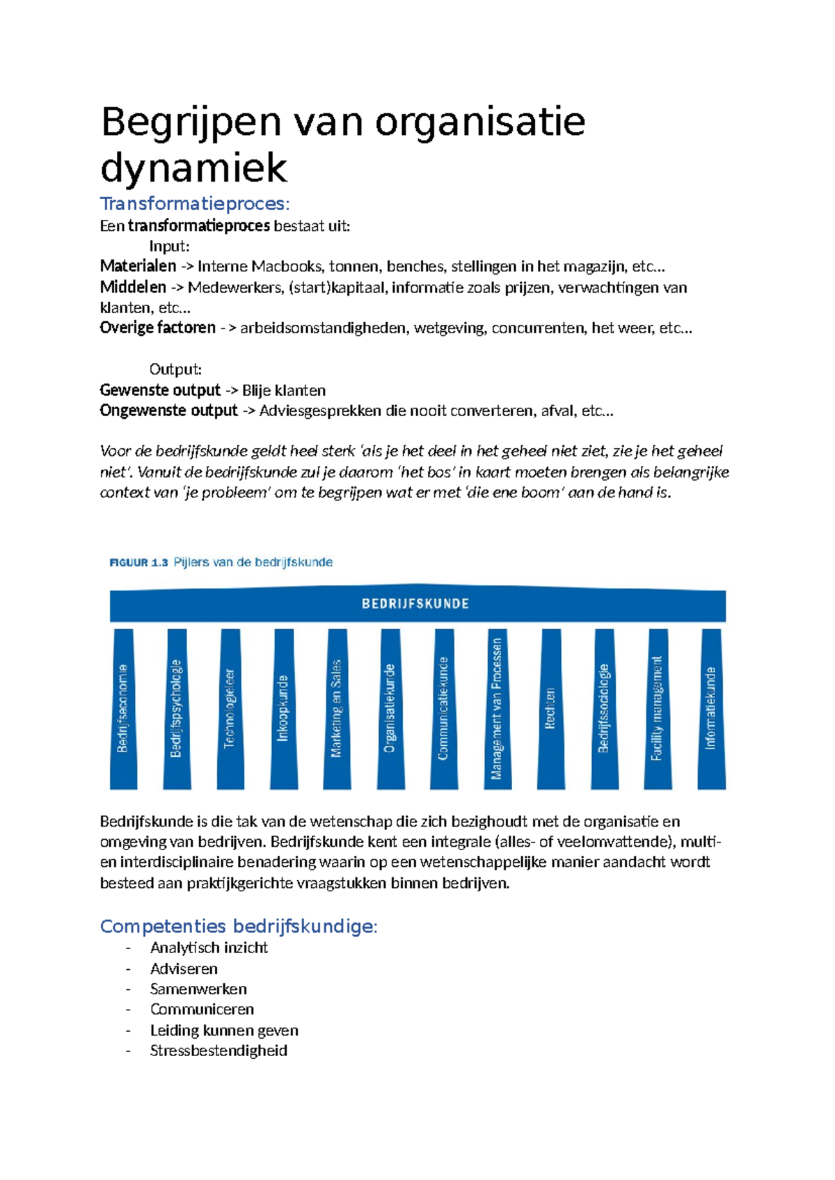 Bedrijfskunde Samenvatting: Inzicht in Organisatie en Dynamiek ...
