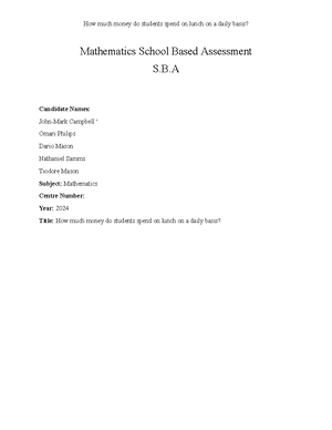 HSB SBA-1 - This is a sample - OBERLIN HIGH SCHOOL Human and Social ...