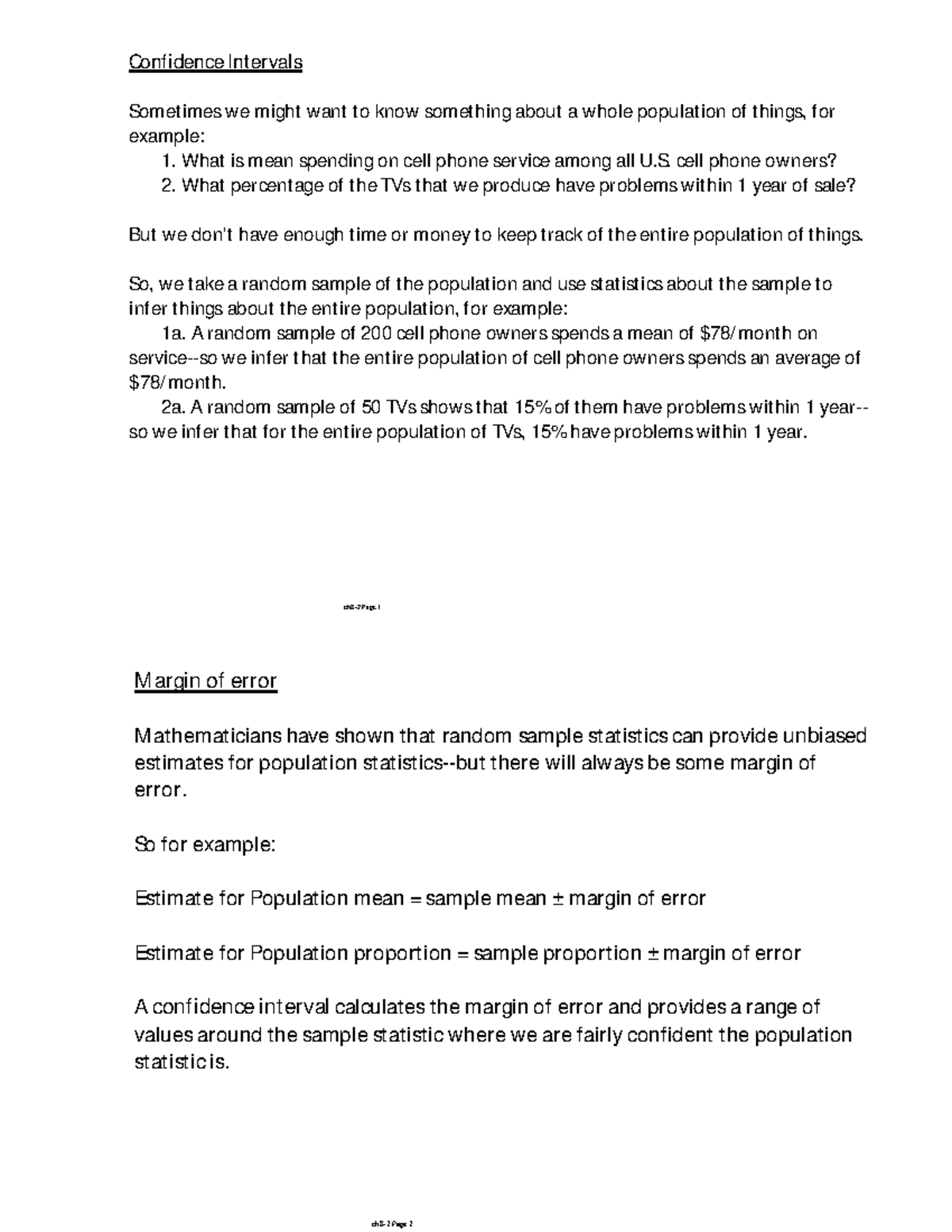MGMT 5311 Notes from Confidence Interval for a Mean Videos - Confidence ...